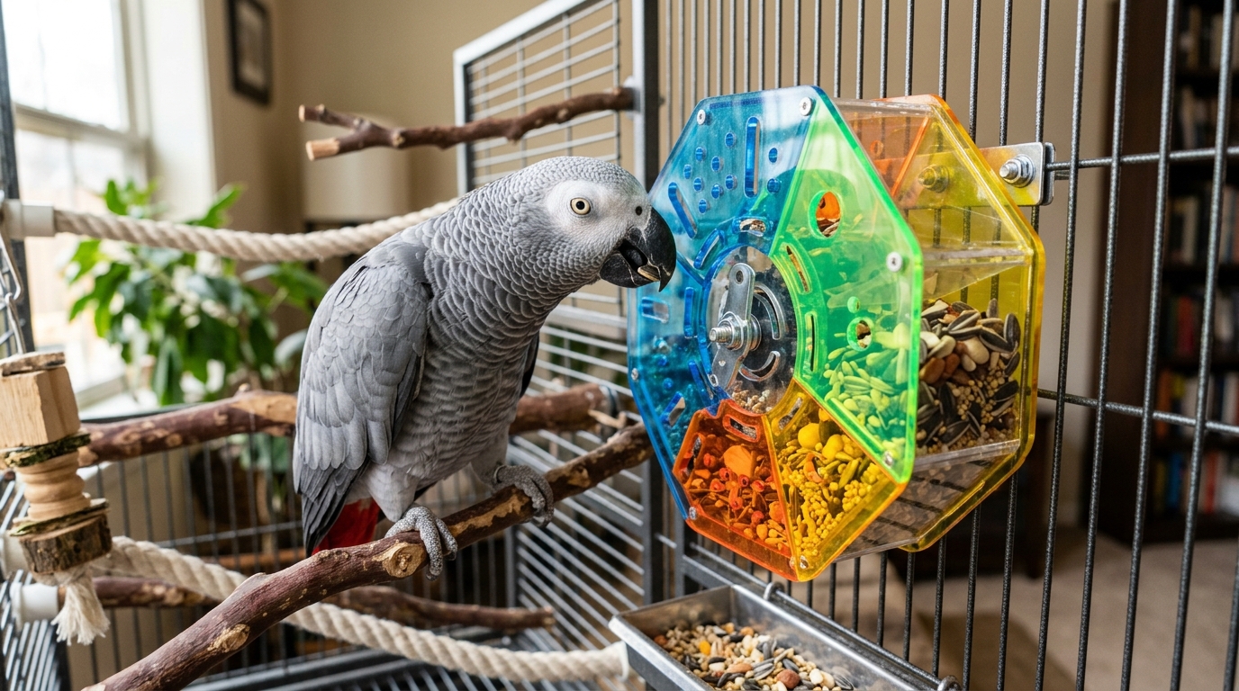 Best Interactive Parrot Foraging Wheel Toys & Brain Puzzle Treat Dispensers